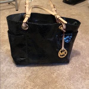 Michael Kors black snake skin bag